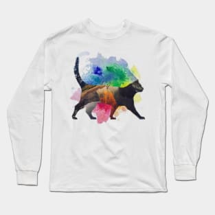 Abstract Cat Contemporary Artist Colorful Gift Long Sleeve T-Shirt